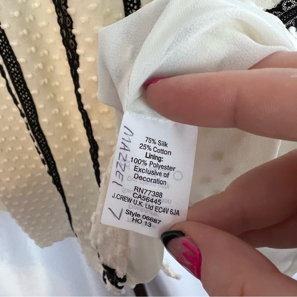 J. Crew Lace Trim Swiss Dot Blouse Silk Blend, size 0 - Picture 3 of 6